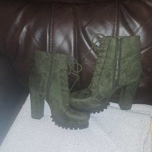 Green Suede Booties